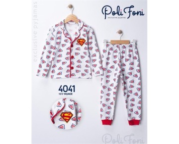 1/3 YAŞ 4041-SÜPERMAN SÜZENELİ YAKALI PİJAMA TAKIM