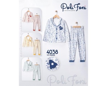 1/3 YAŞ 4038-ROKETLİ SÜZENELİ YAKALI PİJAMA TAKIM