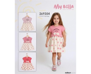 2/5 YAŞ-2693541-PUANLI YAZILI ELBİSE