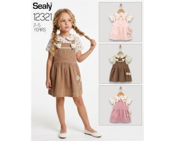 2/5 YAŞ-12321-ÖRGÜ MOTİFLİ ELBİSE