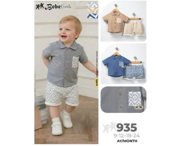 6/24 AY 935-ETNİK BASKILI GÖMLEKLİ erkek ikili takım