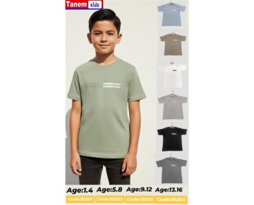 9/12 YAŞ 10203-ENJEKSİYON BASKILI LİKRALI TİŞÖRT