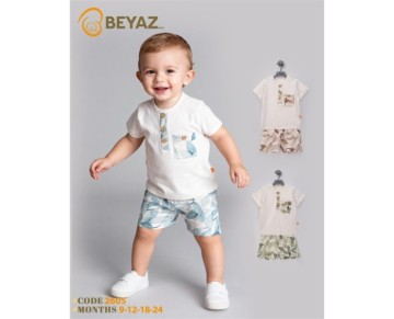 9/24 AY-2605-YAPRAKLI MÜSLİN BASKILI YAZLIK ERKEK TAKIM