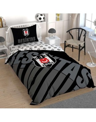 Taç Lisanslı Beşiktaş Siyah Logo Tek Kişilik Nevresim Takımı