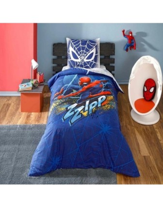 Taç Lisanslı Spiderman Blue City Tek Kişilik Nevresim Takımı