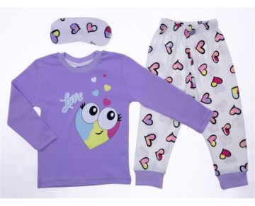 3/6 YAŞ 3025-LOVE KALPLİ 4LÜ PİJAMA TAKIM