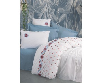 Cotton Box Brode Ranforce Çift Kişilik Nevresim Takımı Mabel Mavi