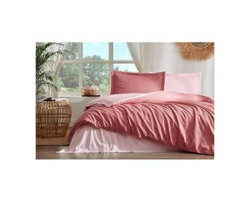 Özdilek Çift Kişilik Ranforce Nevresim Takımı Colourist Koyu Mercan Açık Mercan