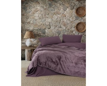 Cotton Box Çift Kişilik Nevresim Takımı Velvet Flossy Mürdüm