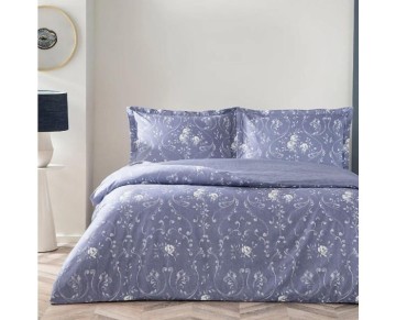 Taç Çift Kişilik Saten Nevresim Takımı Jeanne Mavi