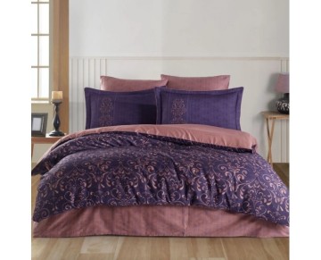 Hobby Çift Kişilik Saten Nevresim Gris Mor