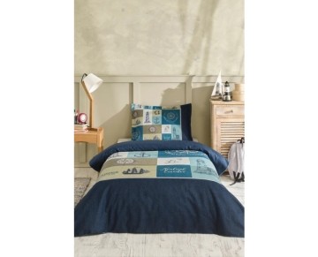 Özdilek Tek Kişilik Ranforce Nevresim Takımı Nautical Travel Mavi