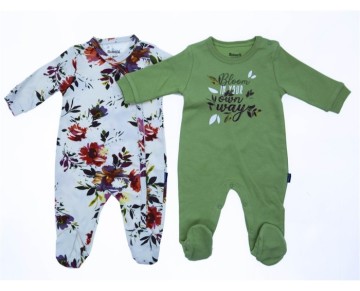 3/6 AY 18587 Kız Messy Flower 2 Beden 2'in 1 Pack Patikli Tulum