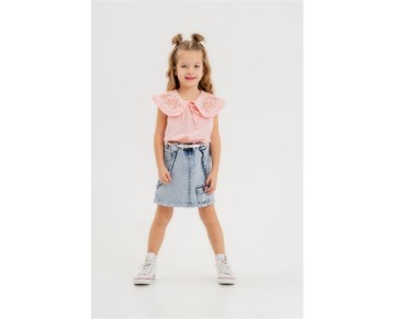 2/5 YAŞ 2488 YAKASI BASKILI TUNİK-KOT ETEK