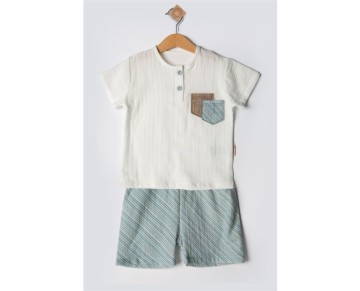 9/24 AY 2407 ÇİFT CEPLİ BASKILI ERKEK YAZLIK TAKIM