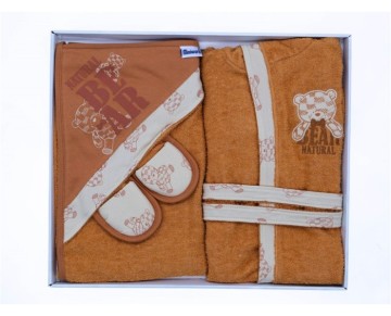 0/3 AY 18571 Erkek Natural Bear Bornoz Set